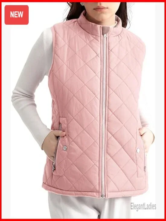 Quilted Puffer Vest Water-Resistant Lightweight with Pockets Regular Fit - Picture 1 of 7